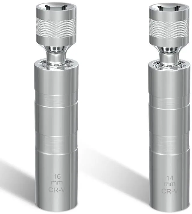 Main image of 14mm&16mm Spark Plug Socket Set, Thin Wall 3/8" Drive Spark Plug Sockets Removal Tool, 12 Point, Magnetic Swivel Spark Plugs Socket for Most Car Models