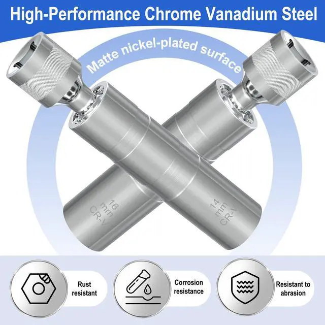 Alt view image 4 of 7 - 14mm&16mm Spark Plug Socket Set, Thin Wall 3/8" Drive Spark Plug Sockets Removal Tool, 12 Point, Magnetic Swivel Spark Plugs Socket for Most Car Models