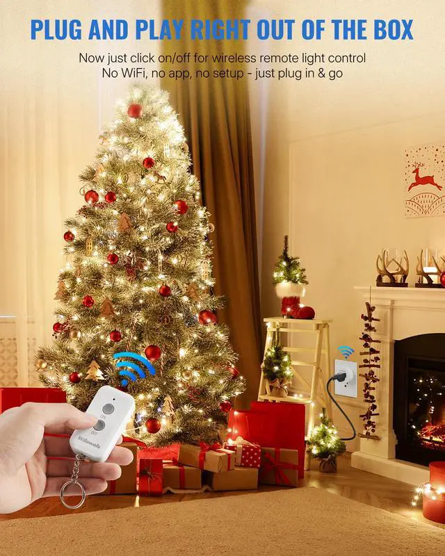 Alt view image 3 of 7 - Remote Control Outlet Plug, WILAWELS Wireless Remote On Off Switch for Outlet, Remote Light Switch for Lamp, Light, Programmable, 100ft RF Range, 15A/1875W, Battery Included, FCC Listed W11RC1106