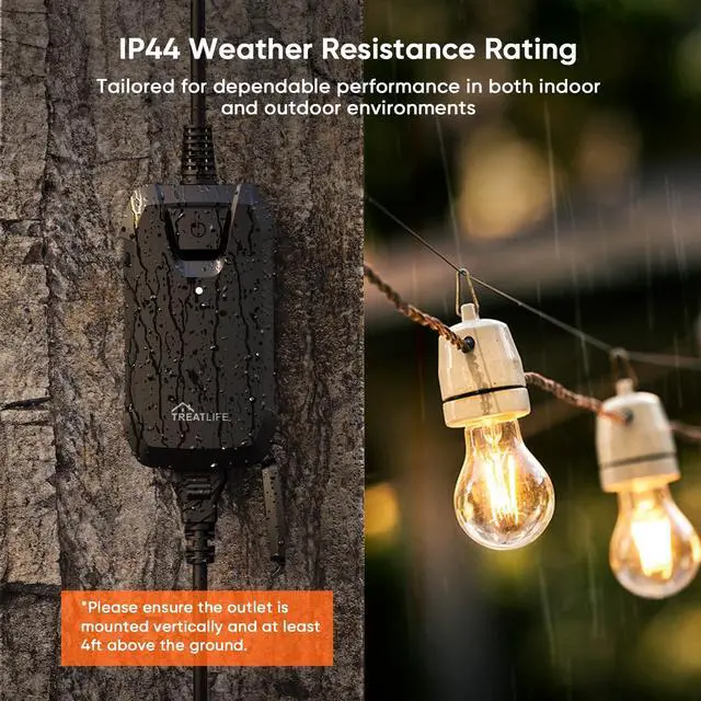 Alt view image 4 of 7 - Smart Dimmer Plug Outdoor Smart Plug Works with Alexa and Google Home, Light Dimmer APP Remote Control, Max Power 400W, IP44 for Dimmable Outdoor String Lights, Floor Lamp, Table Lamp