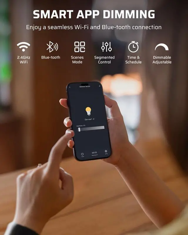 Alt view image 4 of 7 - Outdoor Dimmer for String Lights, Smart Dimmer Plug with Remote, Compatible with Alexa & Google Home, Waterproof, 100FT Range, Remote Dimming for Dimmable LED/Tungsten Bulbs