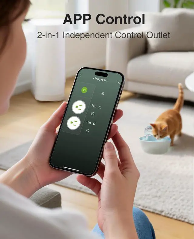 Alt view image 3 of 7 - Dual Smart Plug 15A, Plugs Work with Alexa and Google Home, 2-in-1 Compact Smart Outlet Timer with APP Remote Control, 2.4GHz Wi-Fi Only, No Hub Required, FCC Listed, 2 Pack