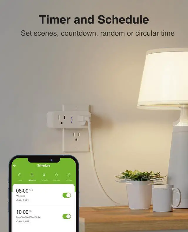 Alt view image 5 of 7 - Dual Smart Plug 15A, Plugs Work with Alexa and Google Home, 2-in-1 Compact Smart Outlet Timer with APP Remote Control, 2.4GHz Wi-Fi Only, No Hub Required, FCC Listed, 2 Pack