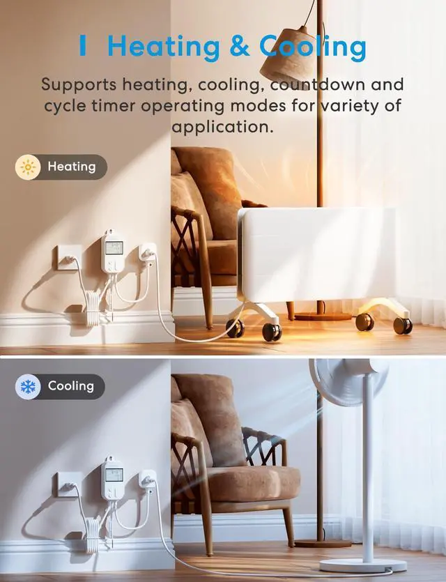 Alt view image 4 of 7 - Smart Temperature Controller 15A 1800W, Smart Wi-Fi Thermostat Controlled Outlet Plug Works with Apple Home, Alexa, Google Home for Heating Cooling Homebrew Fermentation Reptiles Greenhouse