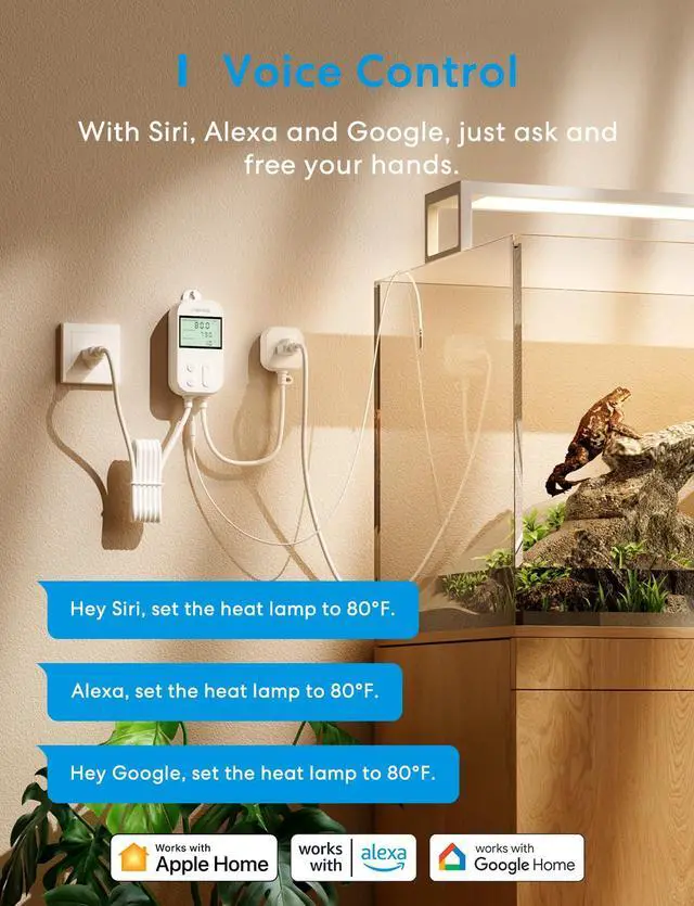 Alt view image 6 of 7 - Smart Temperature Controller 15A 1800W, Smart Wi-Fi Thermostat Controlled Outlet Plug Works with Apple Home, Alexa, Google Home for Heating Cooling Homebrew Fermentation Reptiles Greenhouse