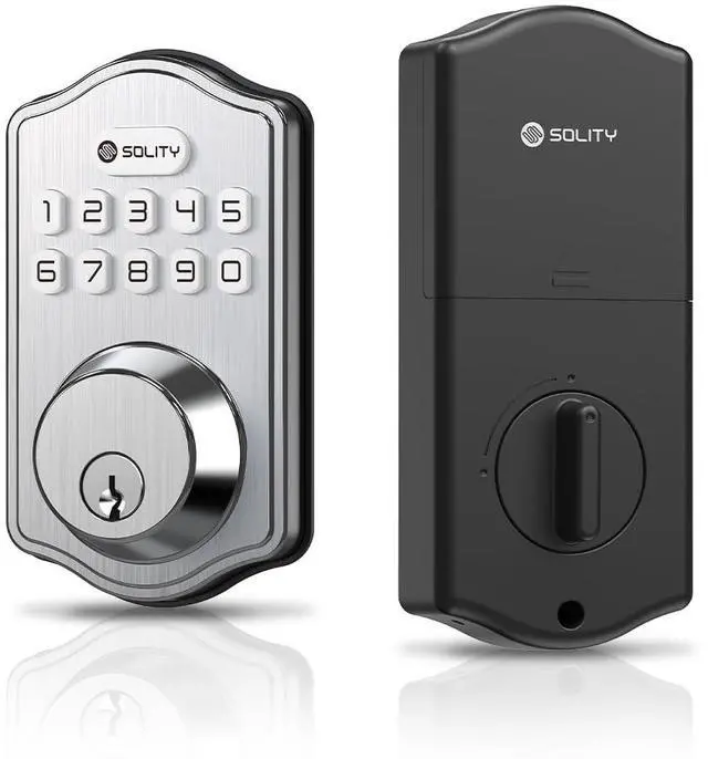 Alt view image 2 of 7 - Smart Digital Electronic Deadbolt Door Lock, Keyless Entry, Auto Lock, 100 Custom Codes, Easy Installation, Keypad for Front & Back Door, Residential & Commercial, AT1 (Satin Nickel)