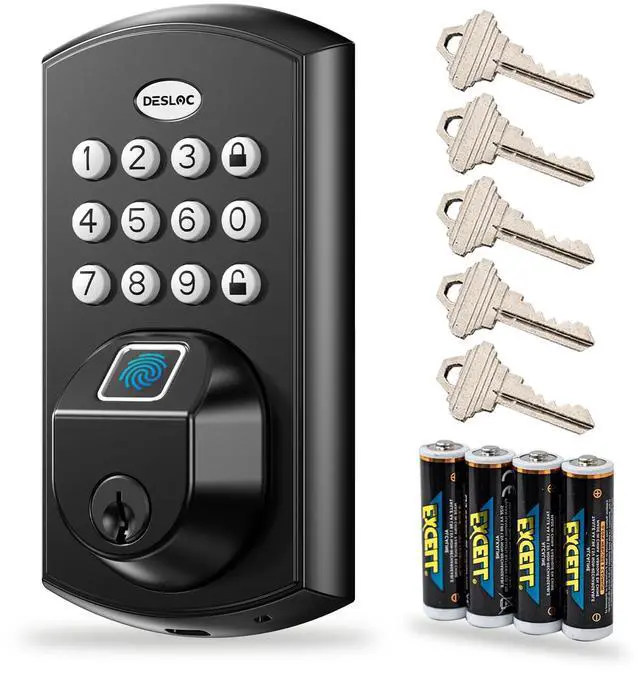 Main image of A100F Keypad Fingerprint Door Lock, Keyless Entry Door Lock, Smart Lock Deadbolt for Front Door, Easy Installation, Emergency Power Port,12 Months Battery, IP54 Waterproof, 5 Keys