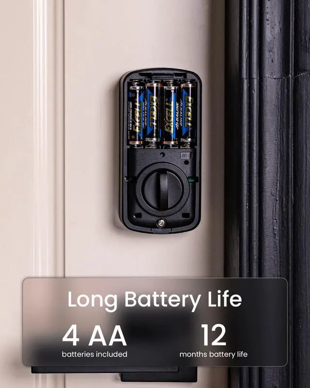 Alt view image 3 of 7 - A100F Keypad Fingerprint Door Lock, Keyless Entry Door Lock, Smart Lock Deadbolt for Front Door, Easy Installation, Emergency Power Port,12 Months Battery, IP54 Waterproof, 5 Keys