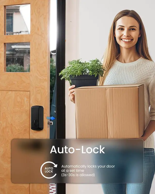 Alt view image 6 of 7 - A100F Keypad Fingerprint Door Lock, Keyless Entry Door Lock, Smart Lock Deadbolt for Front Door, Easy Installation, Emergency Power Port,12 Months Battery, IP54 Waterproof, 5 Keys