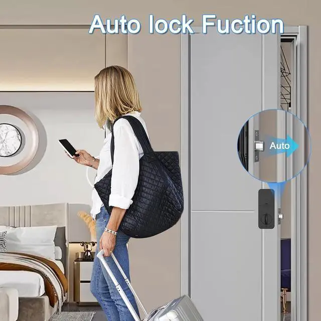 Alt view image 4 of 7 - Fingerprint Door Lock, Keyless Biometric Deadbolt with App Control & Auto Lock, IP66 Waterproof Digital Touchscreen Keypad, Easy Install - Home Security Solution for Front Door (Black)