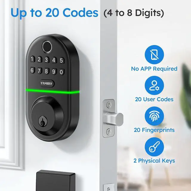 Alt view image 2 of 7 - Electronic Keypad Deadbolt, Fingerprint Door Lock,Keyless Entry Digital Lock for Front Door, Smart Deadbolt,Easy Installation