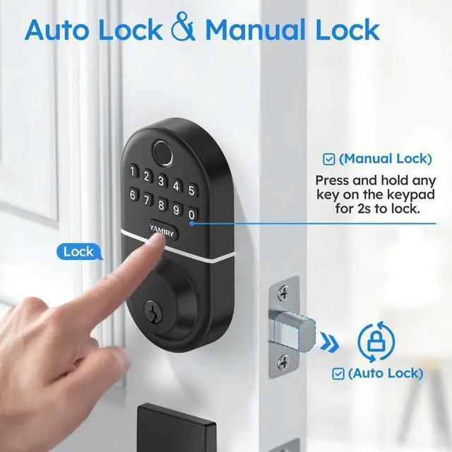 Alt view image 4 of 7 - Electronic Keypad Deadbolt, Fingerprint Door Lock,Keyless Entry Digital Lock for Front Door, Smart Deadbolt,Easy Installation