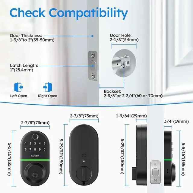 Alt view image 6 of 7 - Electronic Keypad Deadbolt, Fingerprint Door Lock,Keyless Entry Digital Lock for Front Door, Smart Deadbolt,Easy Installation
