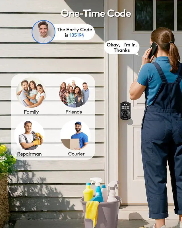 Alt view image 5 of 7 - TE003 Keyless Entry Keypad Door Lock with Handle, Electronic Digital Smart Locks for Front Door, Smart Door Knob with Code for Bedroom, Auto Lock, Passage Mode, Easy to Install, Matte Black