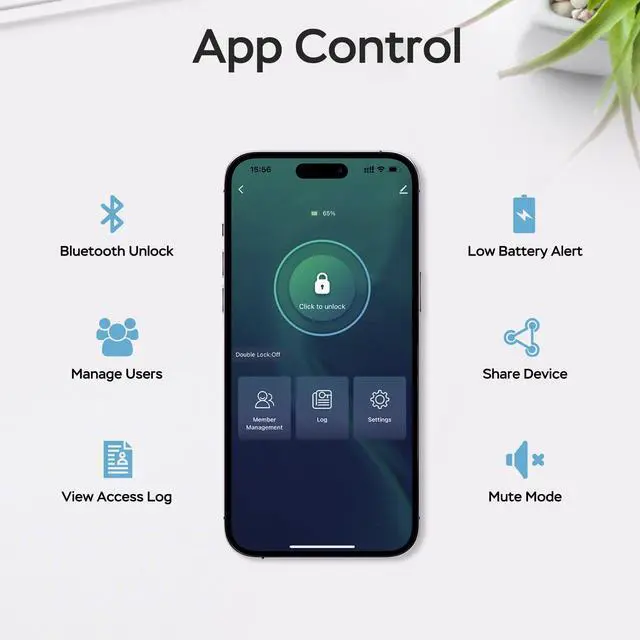 Alt view image 4 of 7 - Fingerprint Door Lock for Bedrooms, Fingerprint Door Knob with Lock, Smart Door Lock, App Control, Back-up Keys, Thumbprint Door Knob for Bedrooms, Office, Apartment