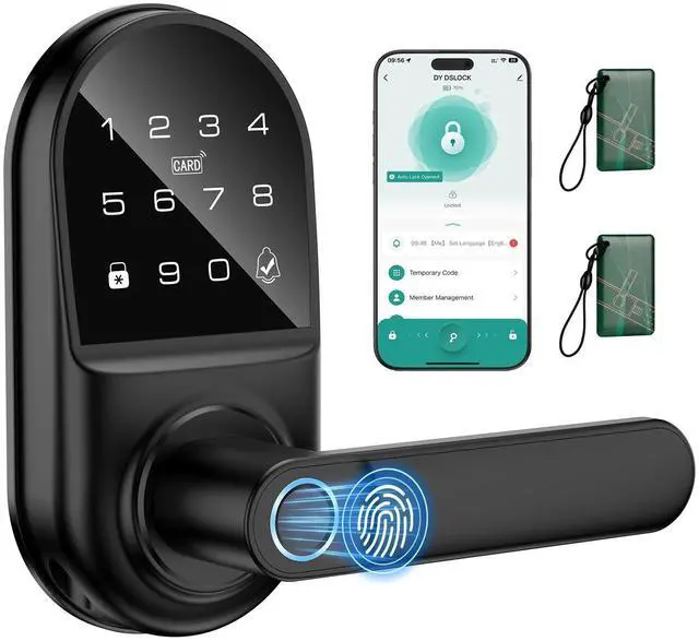 Main image of Smart keypad Door Lock with HandleFingerprint Keyless Entry Digital Lock with Built-in doorbell for Front Door,Bedroom,biometric Door knob, APP Control