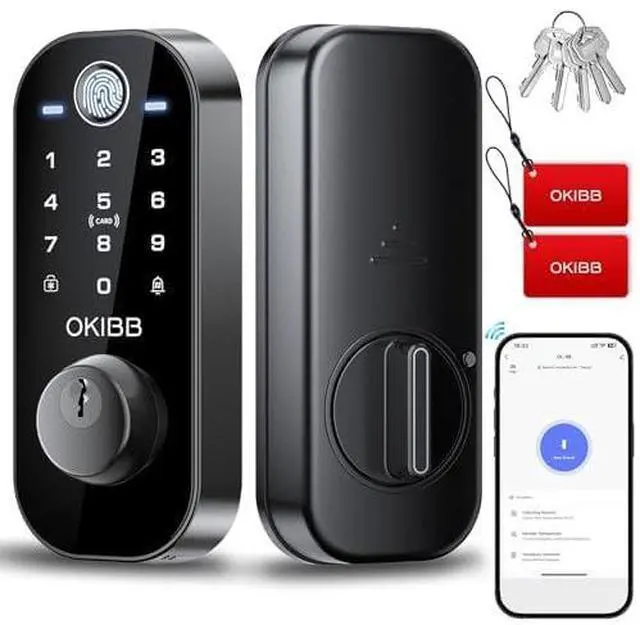 Main image of Fingerprint Smart Lock, 6-in1 Keyless Entry Door Lock for Front Door, Smart Locks with App Control, Biometric Electronic Touchscreen Keypad Deadbolt, One-Touch Lock Auto Lock, Black