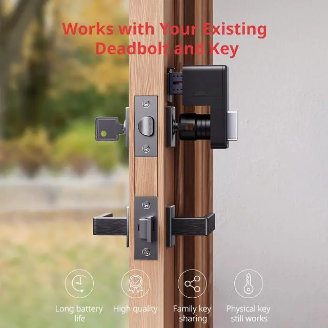 Alt view image 2 of 7 - Smart Lock, Bluetooth Electronic Deadbolt Keyless Entry Door Lock for Front Door, Compatible with WiFi Bridge (Sold Separately), Fits Your Existing for Airbnbs Vacation Rentals