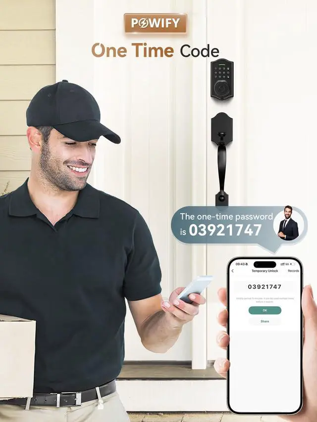 Alt view image 5 of 7 - Keyless Entry Door Lock with Handle,Fingerprint Smart Front Door Lock Set,APP Control, Electronic Keypad Deadbolt with Lever Handle, Anti-Peeping, Auto Lock, Easy Install, Black