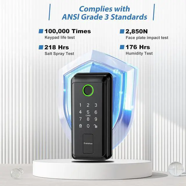 Alt view image 4 of 7 - Keyless Entry Door Lock,Smart Keyless Entry Door Lock, Fingerprint Smart Locks for Front Door,Smart Deadbolt Lock, Built-in Wi-Fi APP Control-Passcode Remotely, Easy Installation