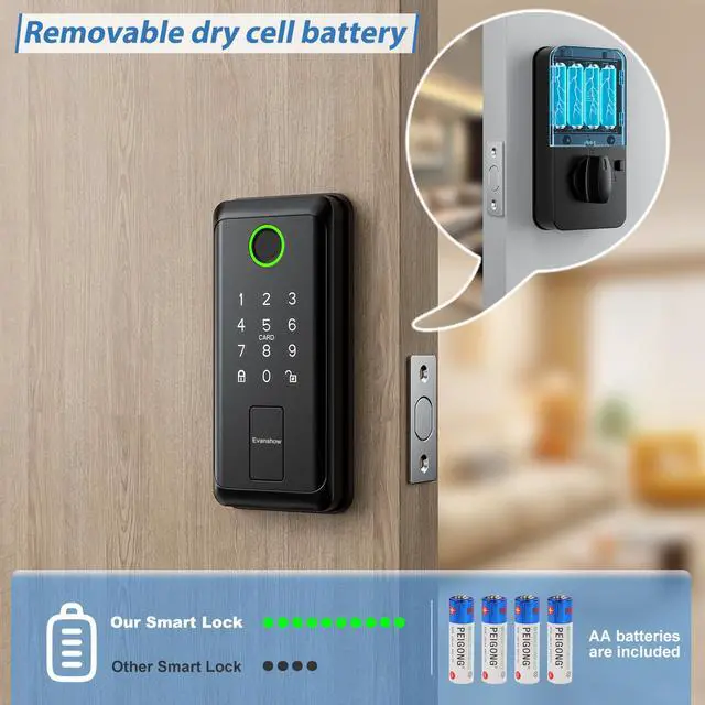 Alt view image 5 of 7 - Keyless Entry Door Lock,Smart Keyless Entry Door Lock, Fingerprint Smart Locks for Front Door,Smart Deadbolt Lock, Built-in Wi-Fi APP Control-Passcode Remotely, Easy Installation