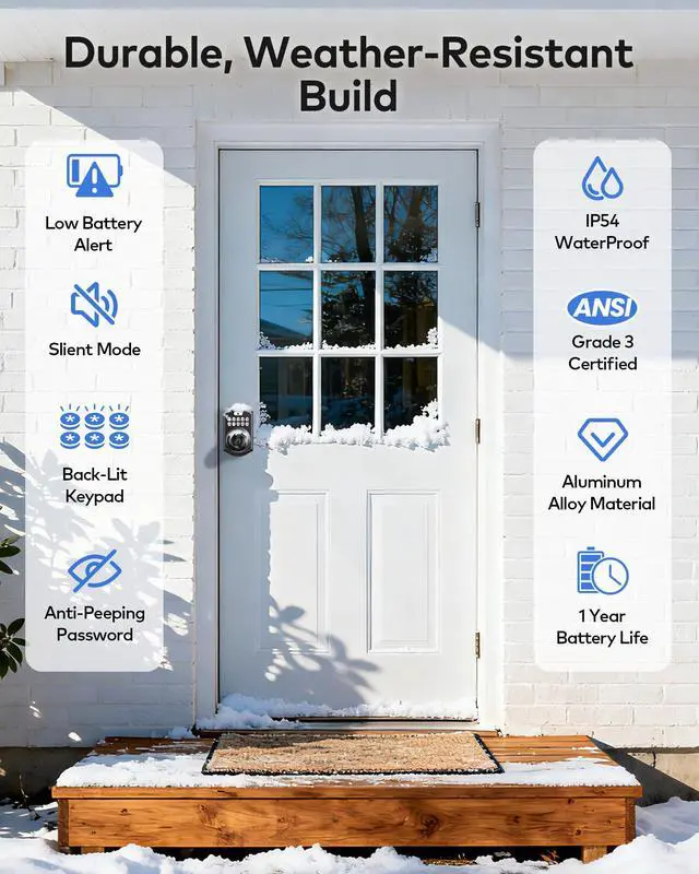 Alt view image 7 of 7 - TE018 Smart Door Knob with Keypad, App Control, Keyless Entry Digtal Door Lock with Handle, Remote Share One-Time Code, Auto Lock, Easy Installation for Front Door, Bedroom, Rental, Matte Black