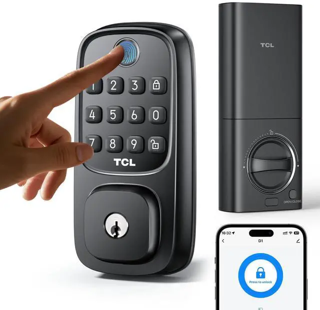 Main image of D1 Smart Lock, Fingerprint Door Lock, Keyless Entry Keypad Deadbolt Lock for Front Door, Built-in WiFi, Works with Alexa/Google Assistant, Easy Installation, 8 Months Battery (Black)