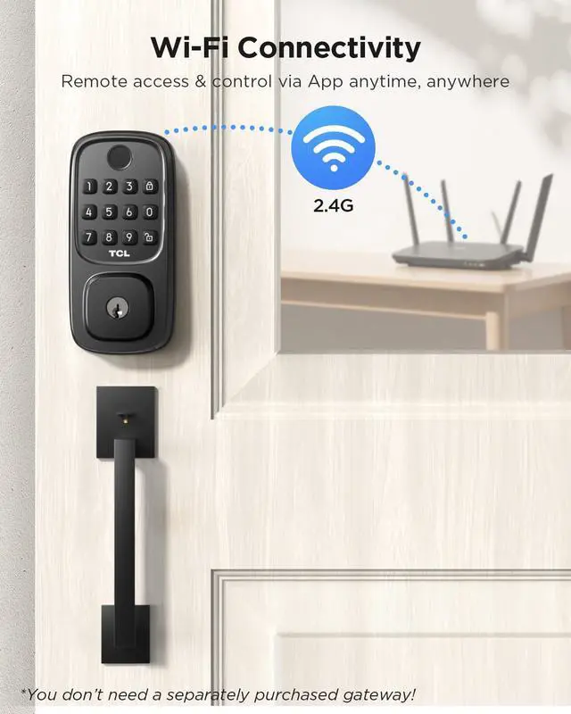Alt view image 3 of 7 - D1 Smart Lock, Fingerprint Door Lock, Keyless Entry Keypad Deadbolt Lock for Front Door, Built-in WiFi, Works with Alexa/Google Assistant, Easy Installation, 8 Months Battery (Black)