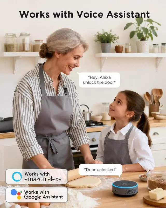 Alt view image 5 of 7 - D1 Smart Lock, Fingerprint Door Lock, Keyless Entry Keypad Deadbolt Lock for Front Door, Built-in WiFi, Works with Alexa/Google Assistant, Easy Installation, 8 Months Battery (Black)