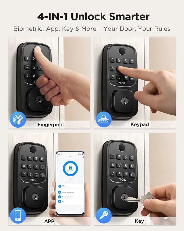 Alt view image 6 of 7 - D1 Smart Lock, Fingerprint Door Lock, Keyless Entry Keypad Deadbolt Lock for Front Door, Built-in WiFi, Works with Alexa/Google Assistant, Easy Installation, 8 Months Battery (Black)