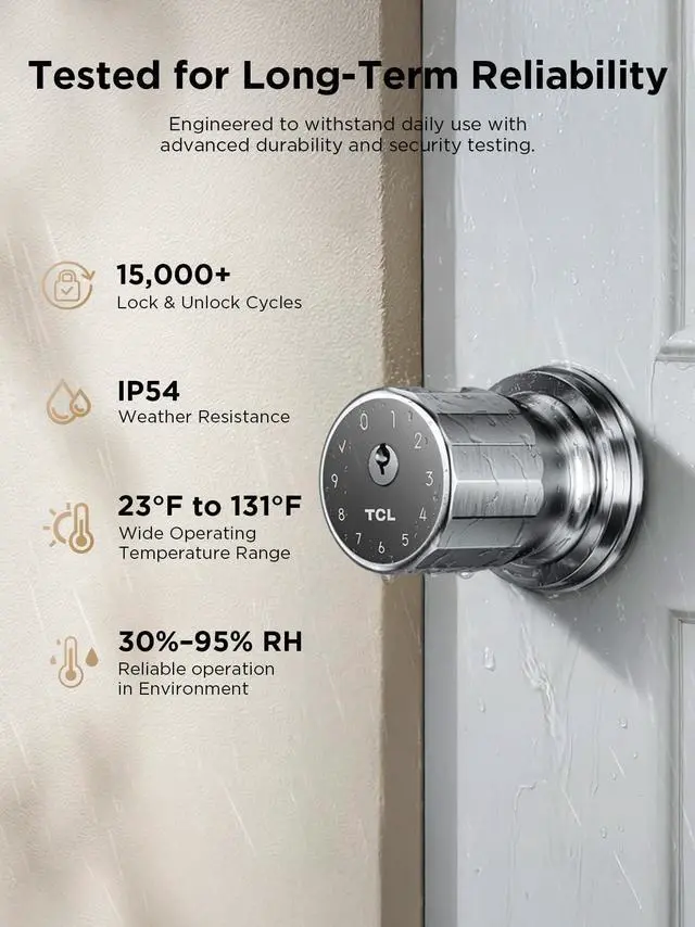 Alt view image 7 of 7 - K1 Smart Knob, Fingerprint Door Knob with Lock, Keyless Entry Biometric Electronic knob, App Control & Code Keypad Door Lock for Bedroom, Apartment, Home, Office & Garage