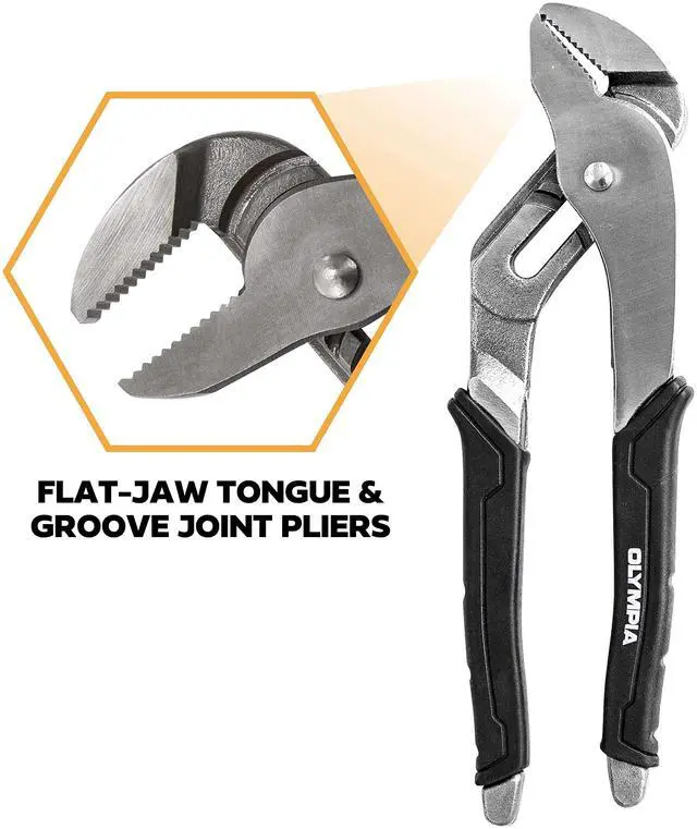 Alt view image 2 of 7 - 10-Inch Tongue and Groove Pliers, Straight Jaw Pliers with Cushion grip, 6 Jaw positions, 2.1" Jaw Capacity