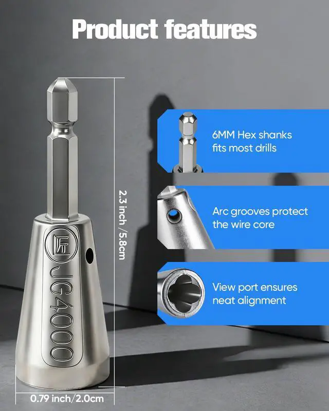 Alt view image 7 of 7 - Wire Twister Tool for Drill, 2026 Upgrades Wire Nut Twister for Drill Profession Electricians Tool, 6MM Hex Shank Cable Wire Twisting Tool Wire Twister Wire Connector for 9-22 AWG (2pcs)