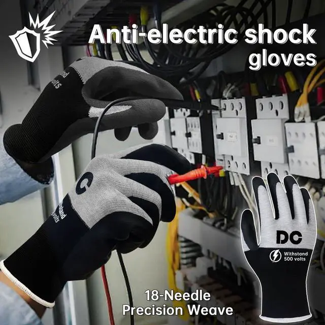 Alt view image 2 of 7 - Insulated Electrician Gloves 500V Touch-Screen Voltage/Flame Retardant Work Gloves, Electrical Rubber Non-slip Texture Design for Electricians Prevent Shock (Large)