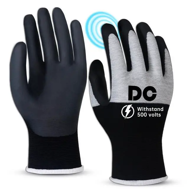 Main image of Insulated Electrician Gloves 500V Touch-Screen Voltage/Flame Retardant Work Gloves, Electrical Rubber Non-slip Texture Design for Electricians Prevent Shock (Large)