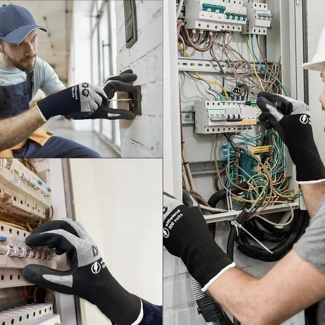 Alt view image 7 of 7 - Insulated Electrician Gloves 500V Touch-Screen Voltage/Flame Retardant Work Gloves, Electrical Rubber Non-slip Texture Design for Electricians Prevent Shock (Large)