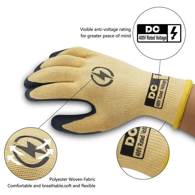 Alt view image 3 of 6 - Insulated Electrician Gloves 400V,ASTM D120 Certified High Voltage Resistant Flame Retardant Work Gloves, Electrical Rubber Non-slip Prevent Shock,Large