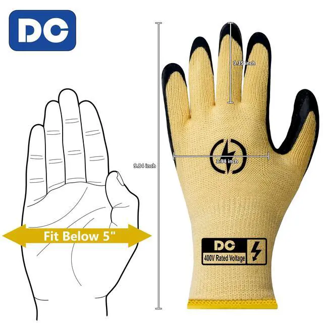 Alt view image 6 of 6 - Insulated Electrician Gloves 400V,ASTM D120 Certified High Voltage Resistant Flame Retardant Work Gloves, Electrical Rubber Non-slip Prevent Shock,Large