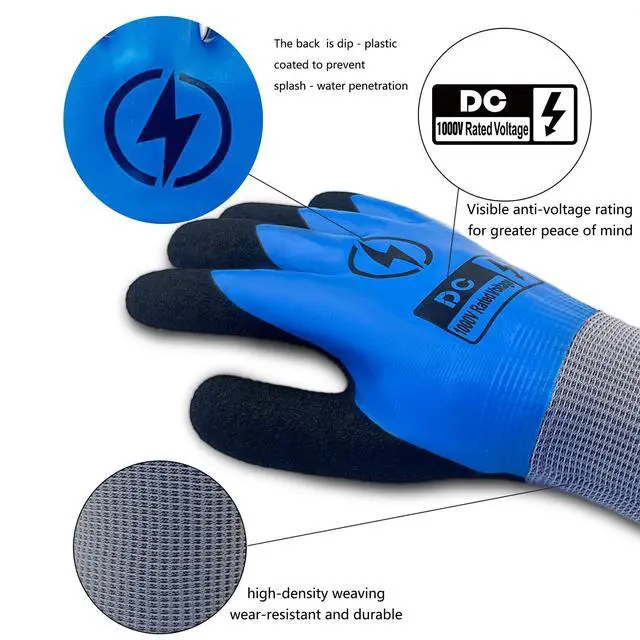 Alt view image 3 of 6 - Insulated Electrician Gloves 1000V,ASTM D120 Certified High Voltage Resistant Flame Retardant Work Gloves, Electrical Rubber Non-slip Prevent Shock,Large