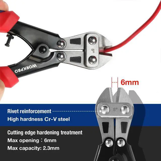 Alt view image 2 of 7 - Mini Bolt Cutter 8-inch, Spring Loaded Small Heavy Duty Wire Cable Cutter, Snips Clippers with Soft Anti-Slip Handle