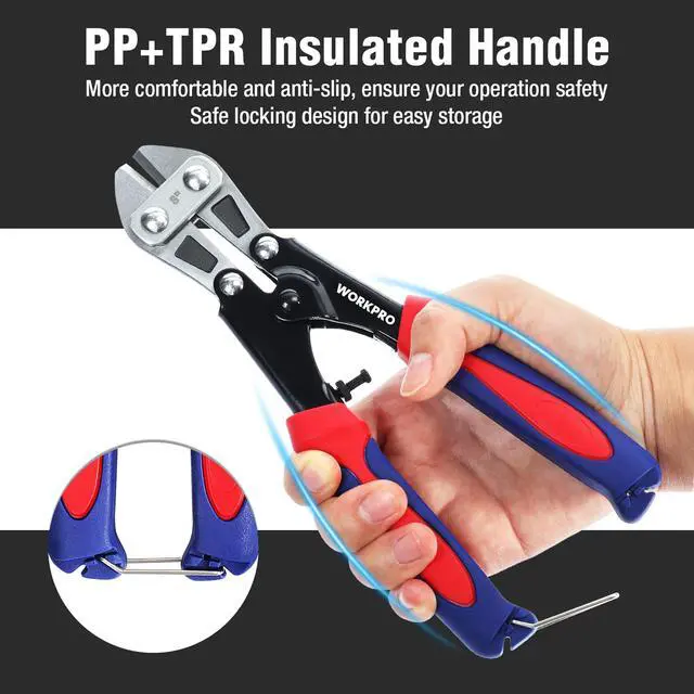 Alt view image 6 of 7 - Mini Bolt Cutter 8-inch, Spring Loaded Small Heavy Duty Wire Cable Cutter, Snips Clippers with Soft Anti-Slip Handle