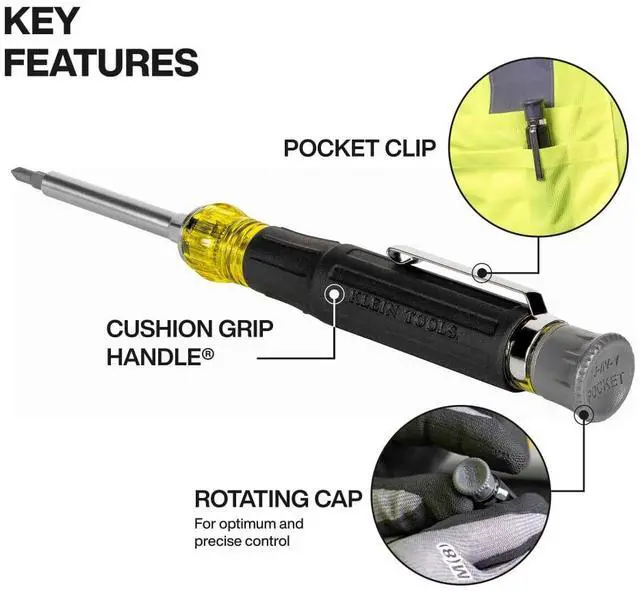 Alt view image 3 of 5 - 32600P Mini Precision Screwdriver with Pocket Clip, 13-in-1 Magnetic All-Purpose Driver with Nut Drivers, Phillips, Slotted, and TORX Tips