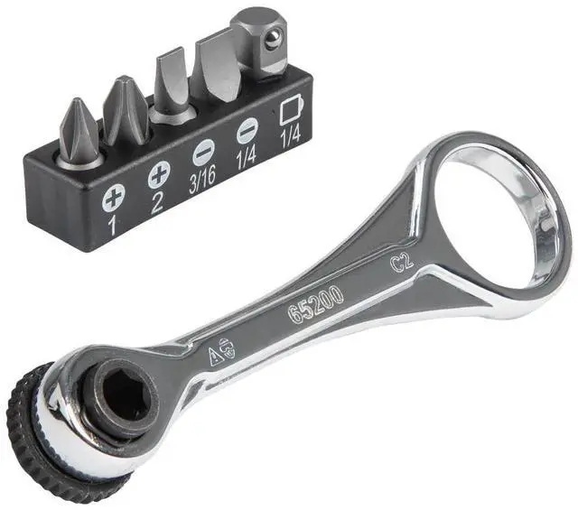 Main image of 65200 Ratchet Set, 5-Piece Mini Ratchet Set with Phillips, Slotted, and Adapter for Other Socket Sizes, For Tight Spaces