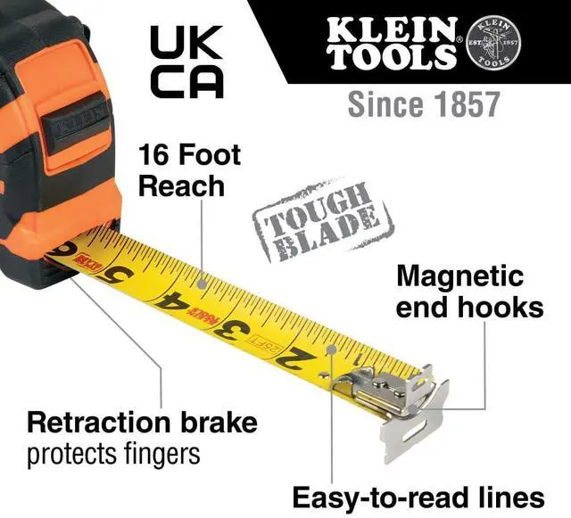 Alt view image 2 of 7 - 9225 Tape Measure, Heavy-Duty Measuring Tape with 25-Foot Double-Hook Double-Sided Nylon Reinforced Blade, with Metal Belt Clip