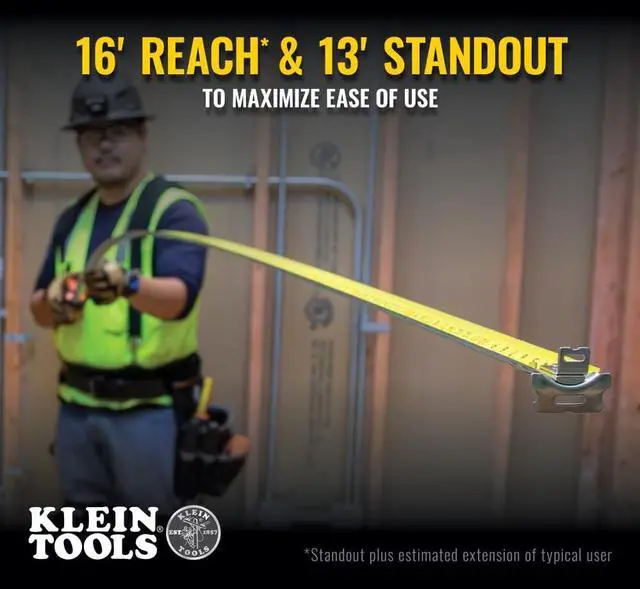 Alt view image 5 of 7 - 9225 Tape Measure, Heavy-Duty Measuring Tape with 25-Foot Double-Hook Double-Sided Nylon Reinforced Blade, with Metal Belt Clip