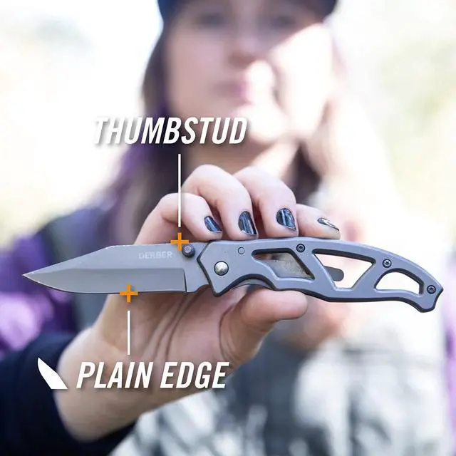 Alt view image 2 of 7 - Gear Paraframe I EDC Folding Pocket Knife, 3" Fine Edge with Safety Frame Lock, Stainless Steel, Grey