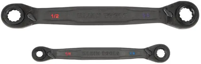 Main image of 68216 4-in-1 Reversible Ratcheting Box Wrench Set, Quad Wrench, SAE, 2-Piece, 1/4 to 3/4-Inch, Forged Steel, 90-Tooth