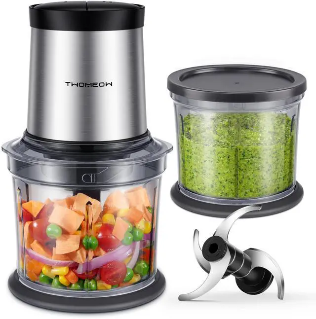 Main image of Food Processor 4 Cup, Electric Food Chopper, Small but PowerfulMeat Grinder with 2 Bowls, 2 Speed & 4 Blades for Vegetable, Meat, Nuts, Functions for Chopping, Dicing, Mixing and Puree