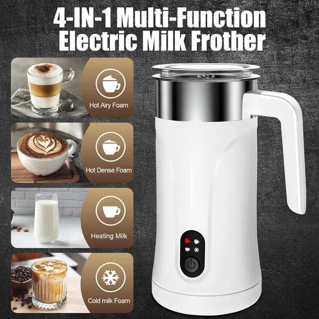 Alt view image 2 of 7 - Milk Frother, 4-in-1 Milk Frother and Steamer, 10.1oz/300ml Automatic Hot and Cold Foam Maker and Milk Warmer, Electric Milk Frother for Coffee, Latte, Cappuccino, Matcha(White)