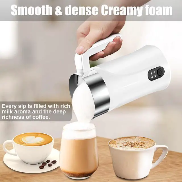 Alt view image 3 of 7 - Milk Frother, 4-in-1 Milk Frother and Steamer, 10.1oz/300ml Automatic Hot and Cold Foam Maker and Milk Warmer, Electric Milk Frother for Coffee, Latte, Cappuccino, Matcha(White)